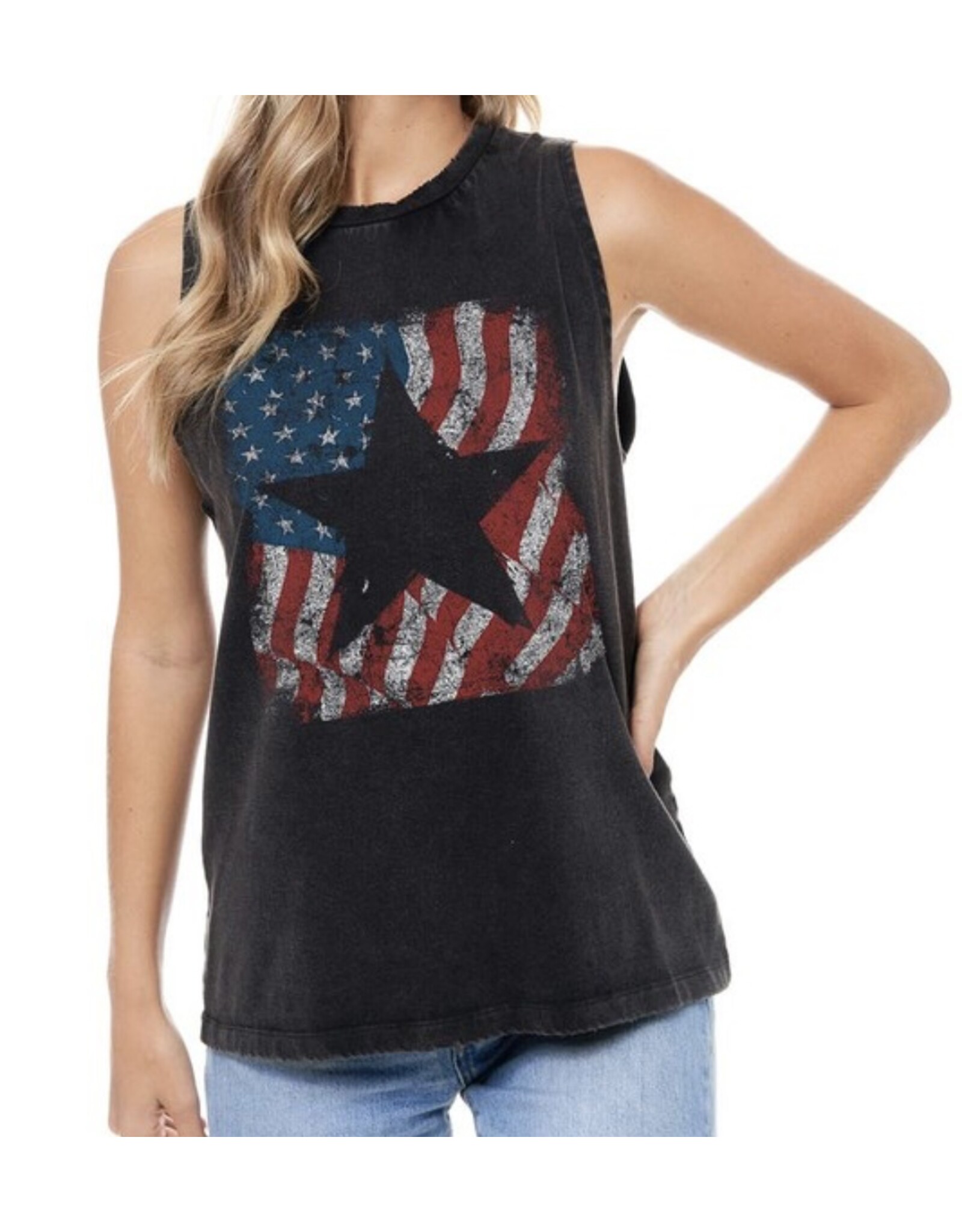 American Flag Star vantage graphic tank top