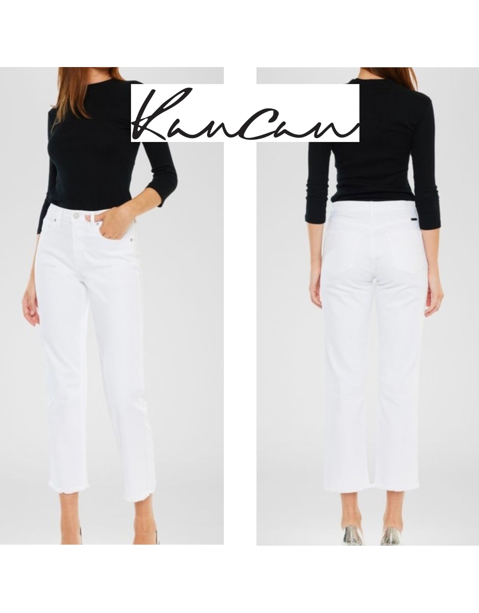 Kancan HR crop straight white jeans