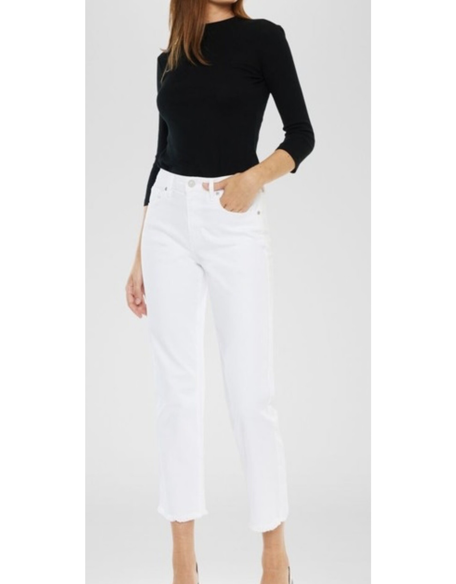 Kancan HR crop straight white jeans