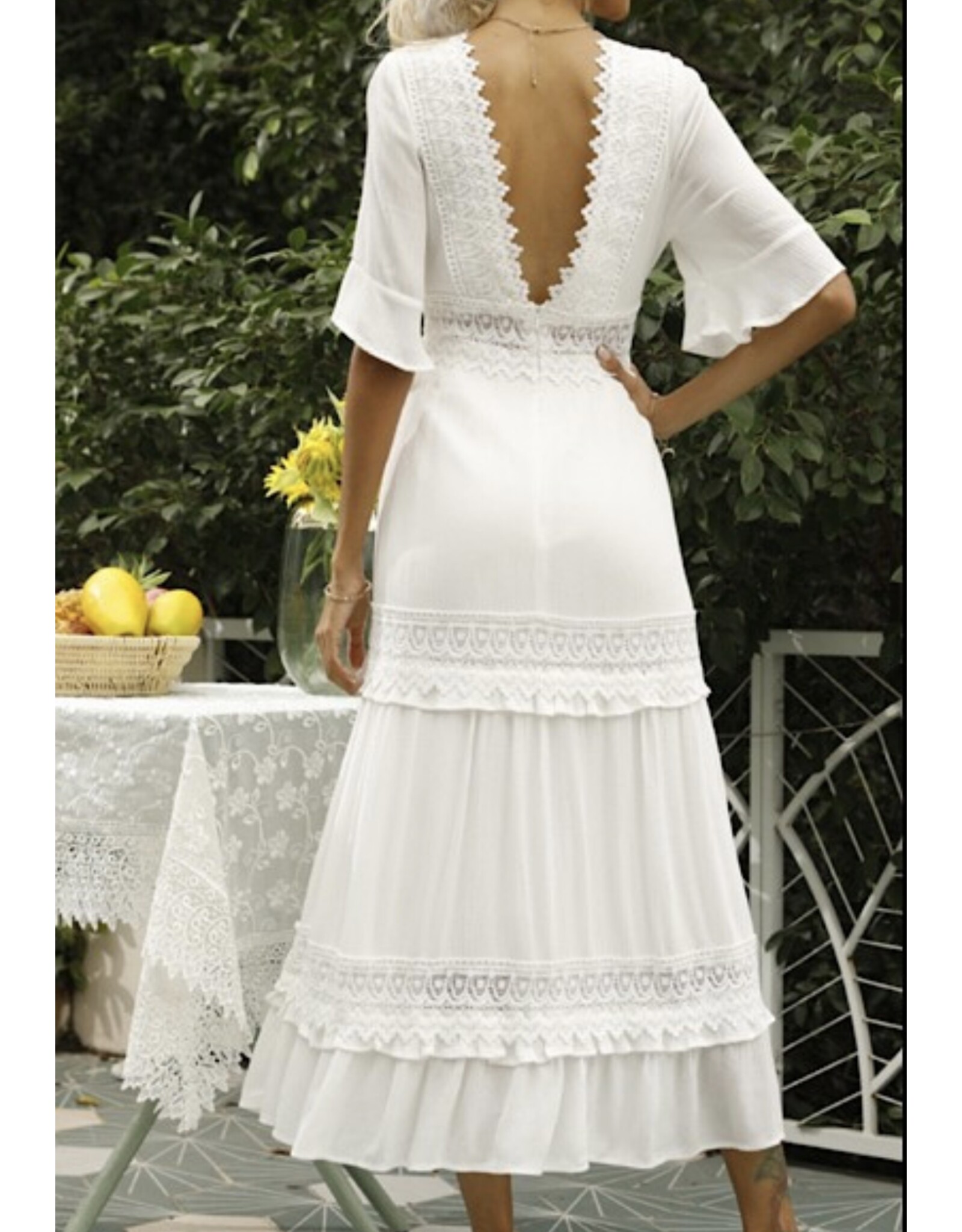 Miss sparkling Maxi dress w/ lace detailing (ivory)