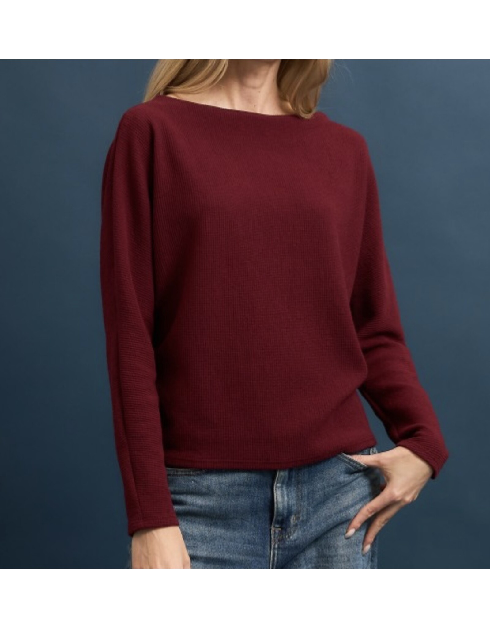Seersucker boat neck l/s top