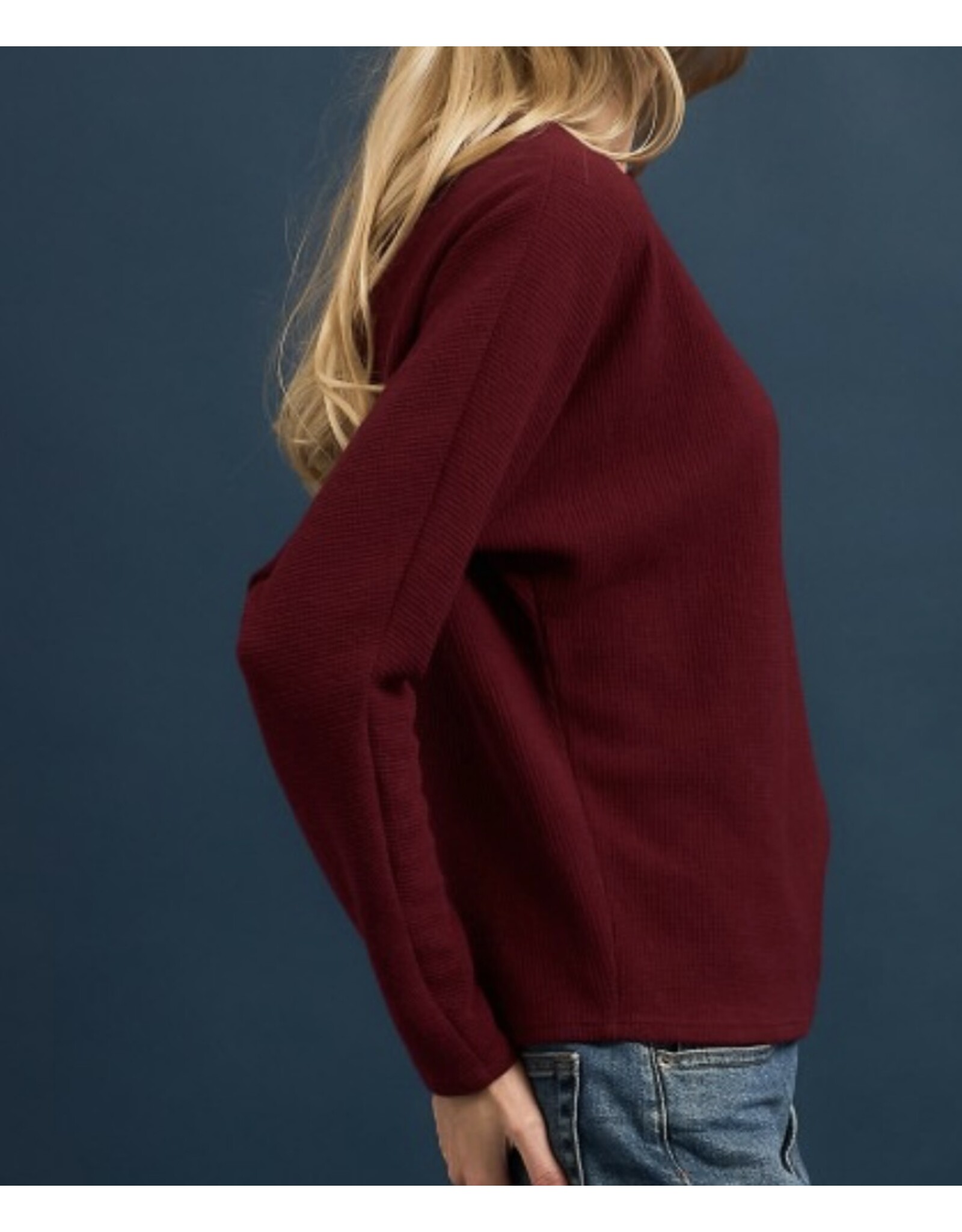 Seersucker boat neck l/s top