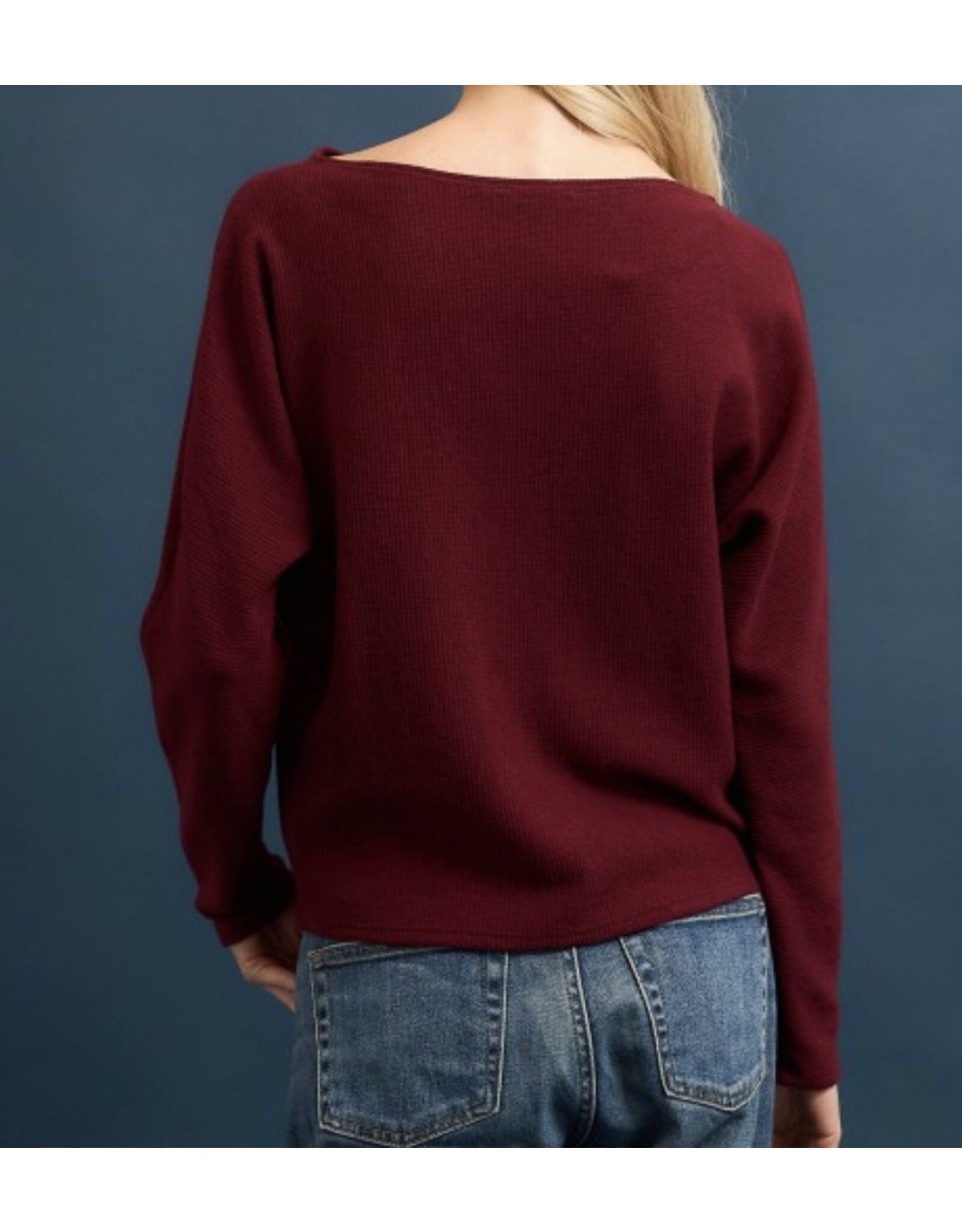 Seersucker boat neck l/s top