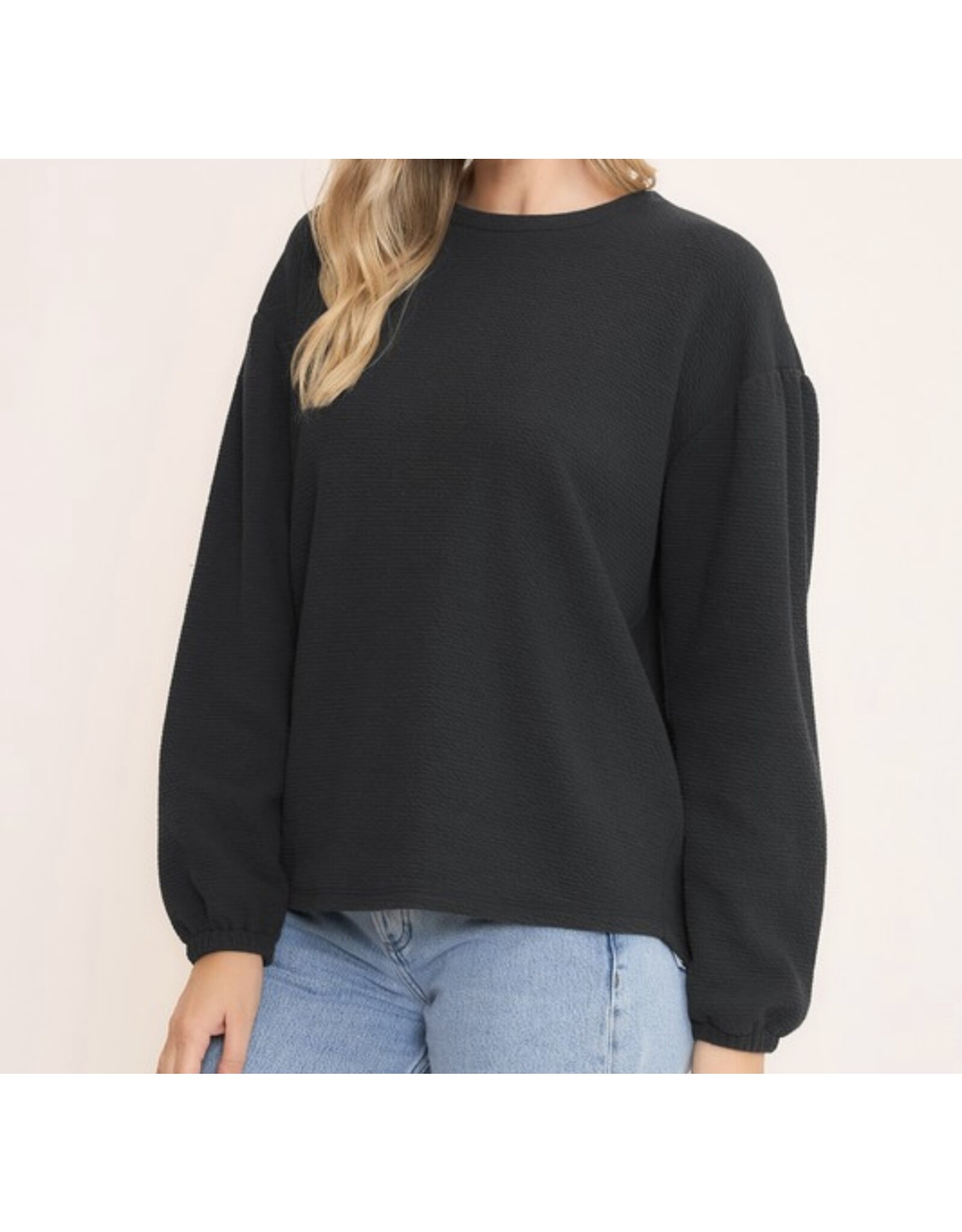 Seersucker open back puff top