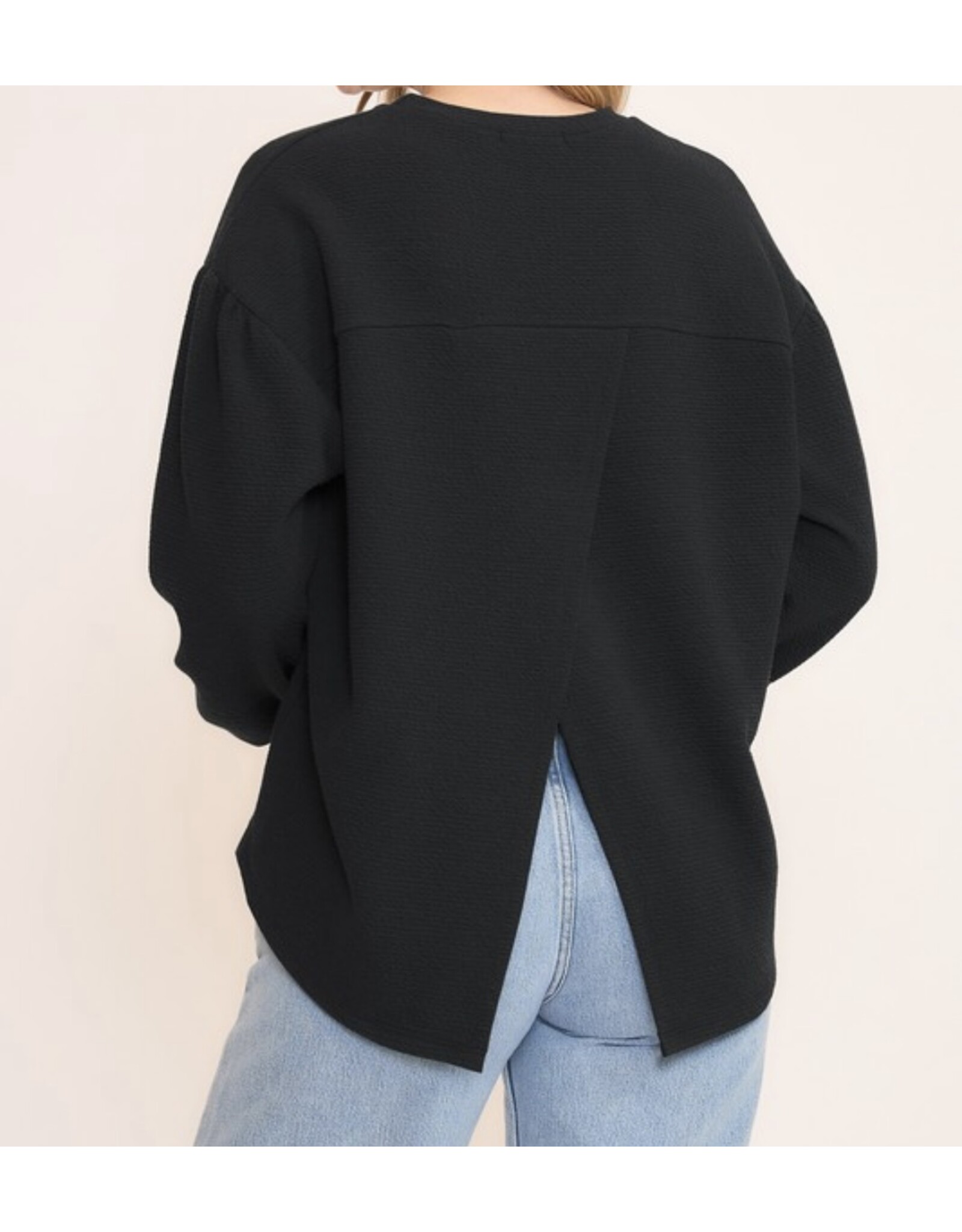 Seersucker open back puff top