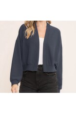 Seersucker semi crop cardigan