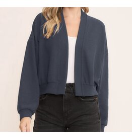 Seersucker semi crop cardigan