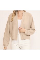 Seersucker semi crop cardigan