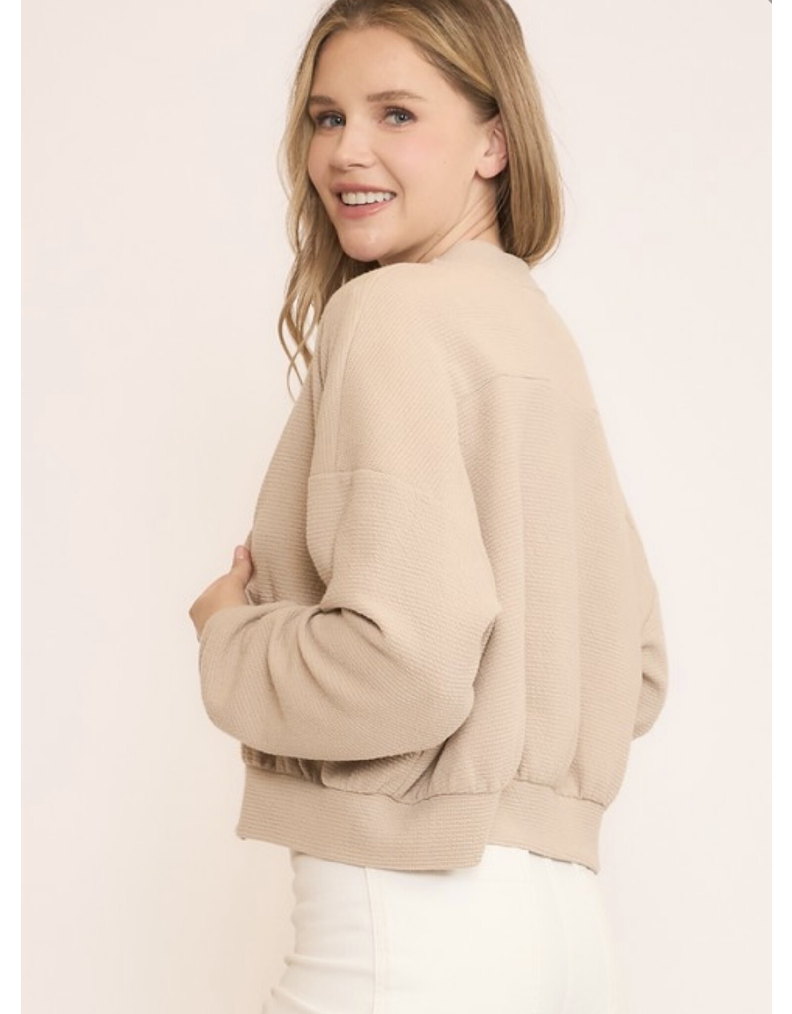 Seersucker semi crop cardigan