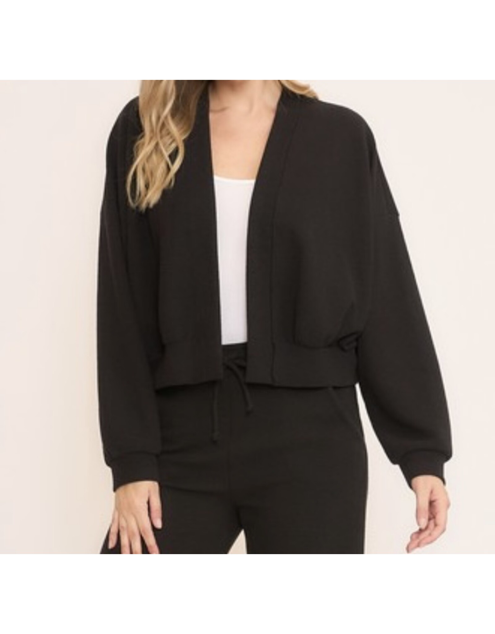 Seersucker semi crop cardigan
