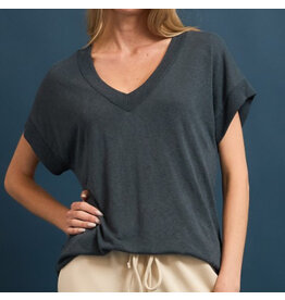 Hacci slub v neck top