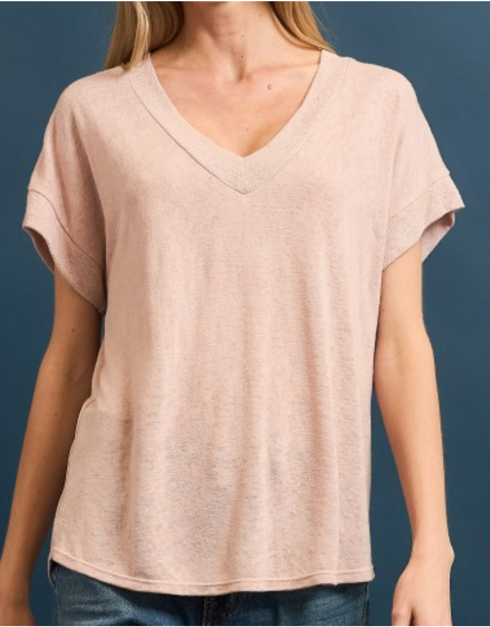 Hacci slub v neck top