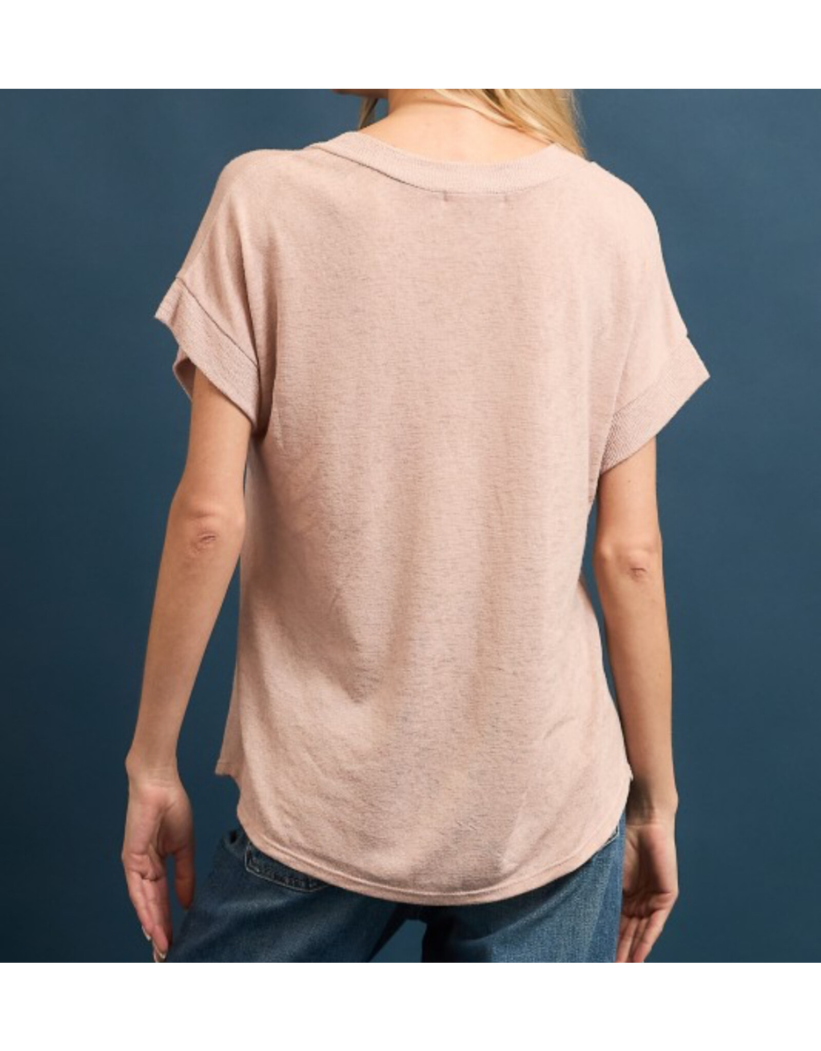 Hacci slub v neck top