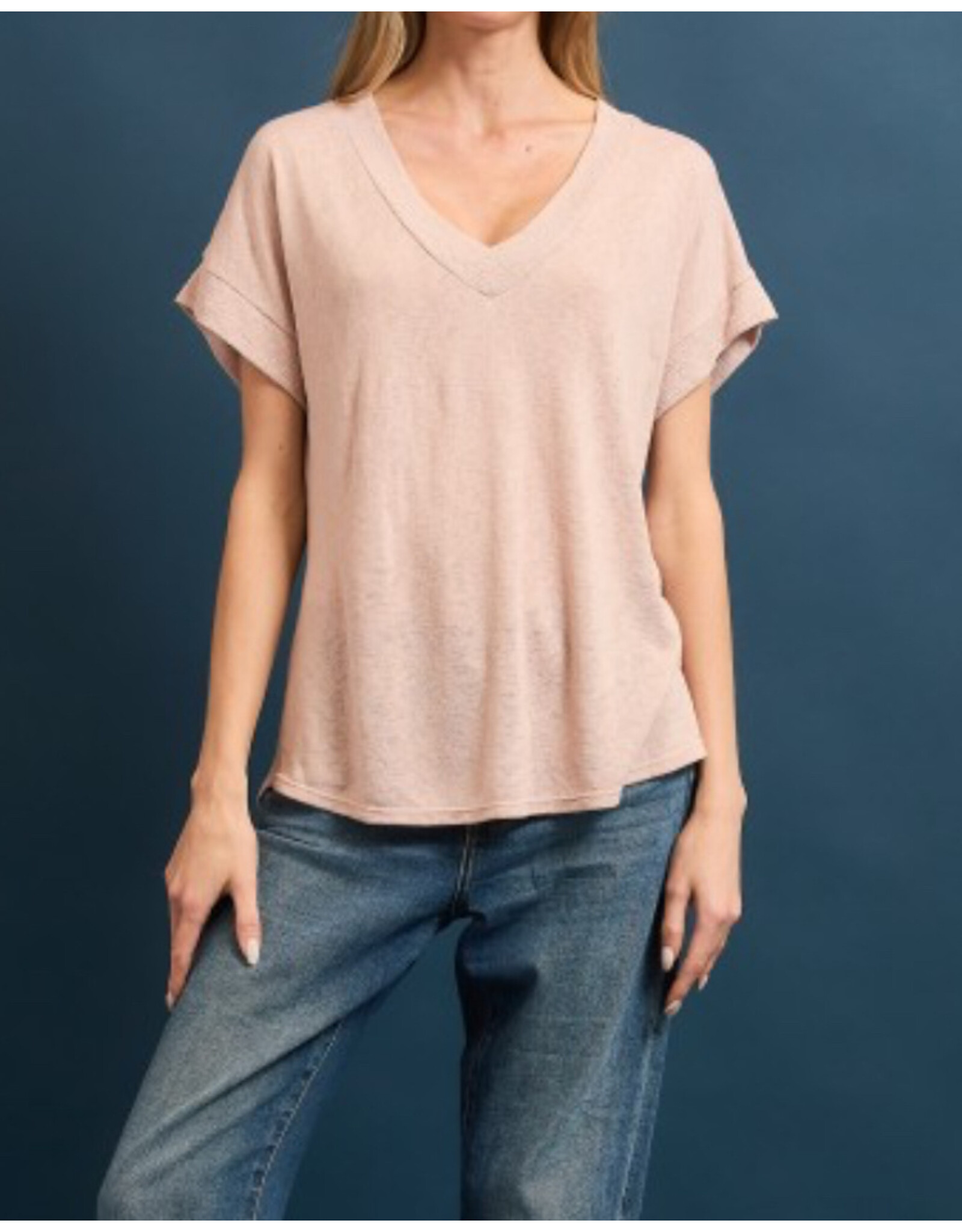 Hacci slub v neck top
