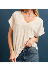 Hacci slub v neck top
