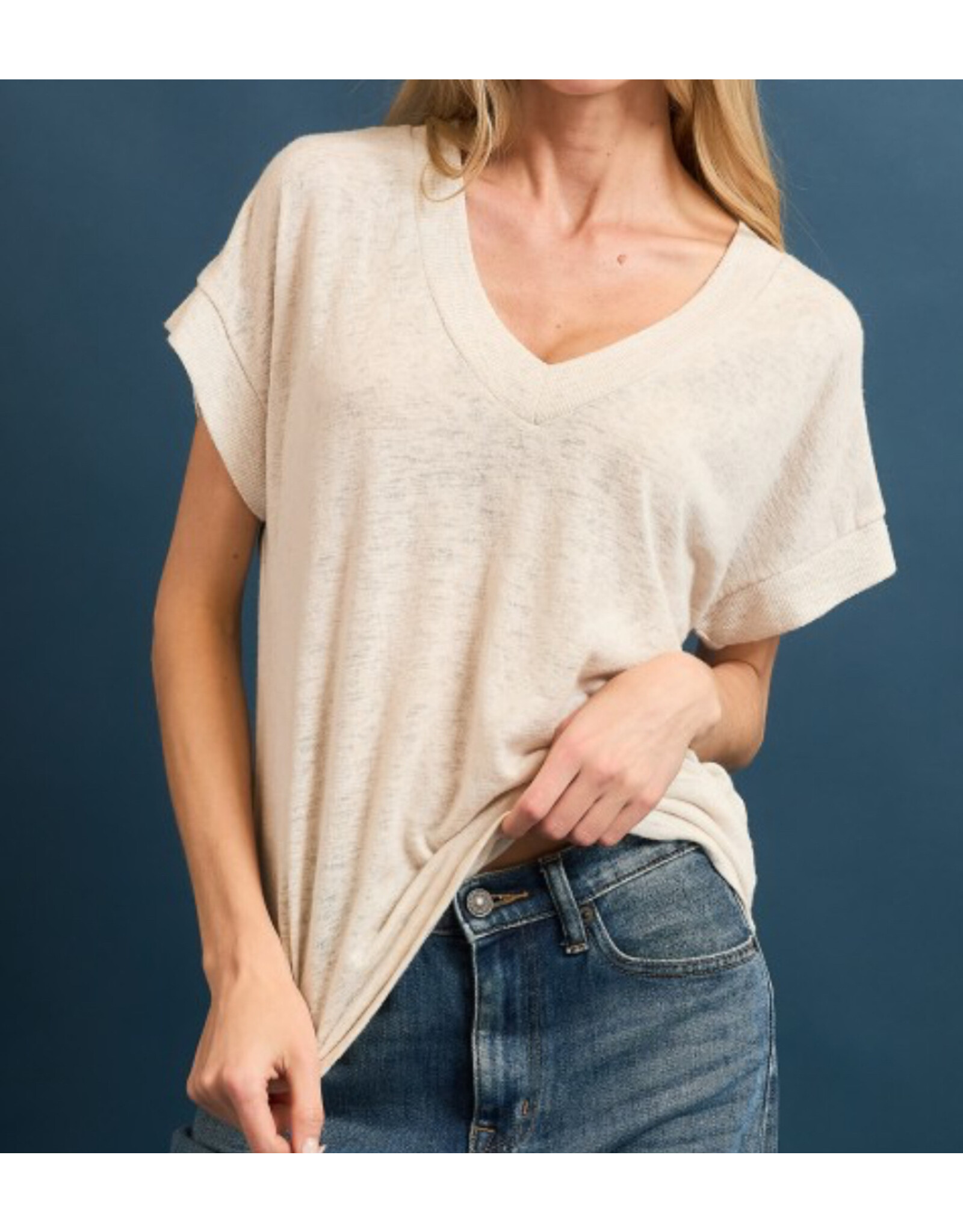 Hacci slub v neck top