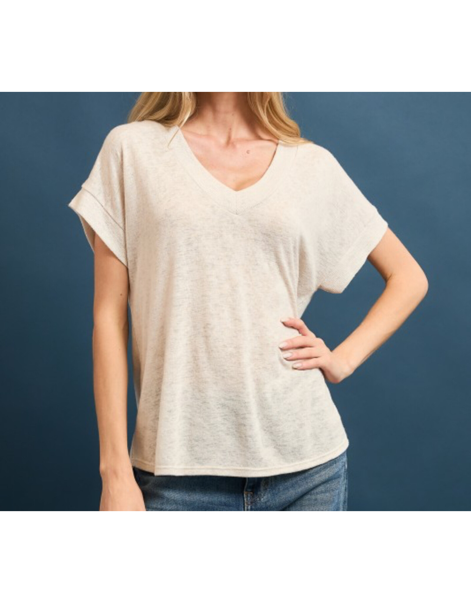 Hacci slub v neck top