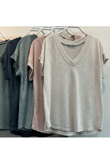 Hacci slub v neck top