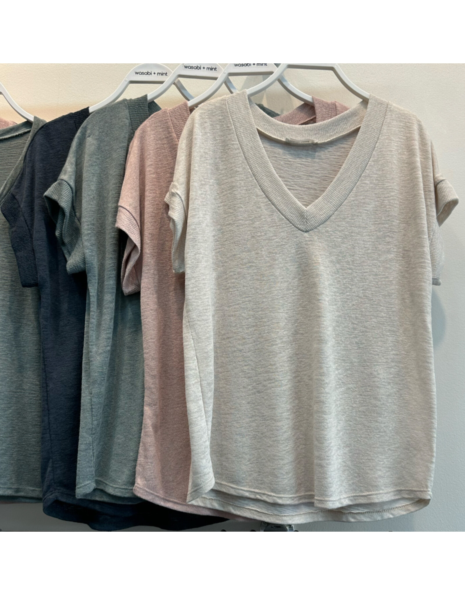 Hacci slub v neck top