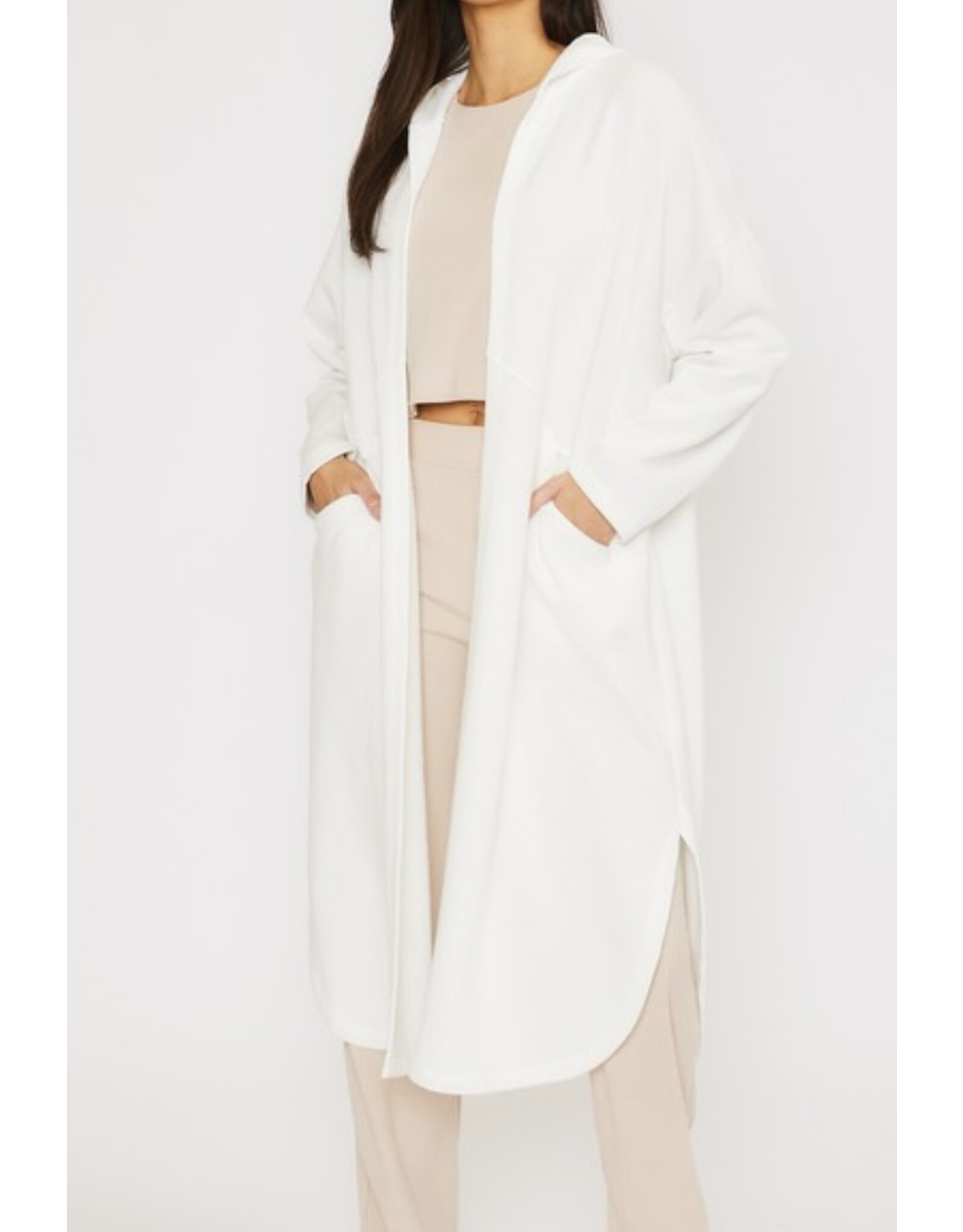 French terry hooded long cardi