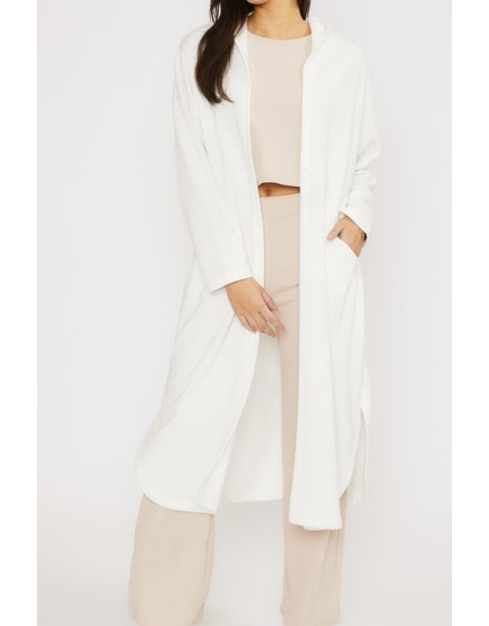 French terry hooded long cardi