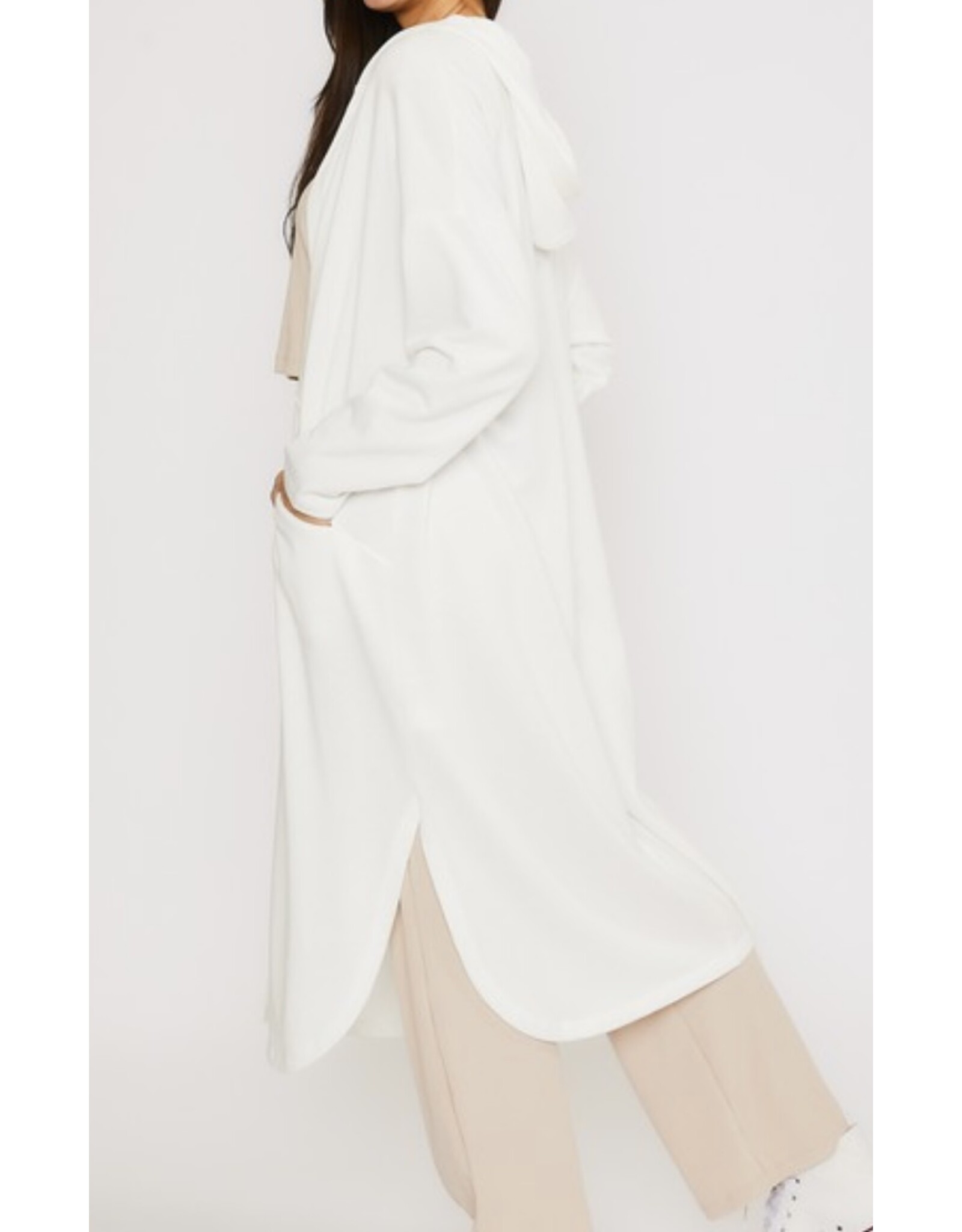 French terry hooded long cardi