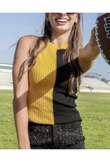 Game Day Contrast Sweater Ribbed Top