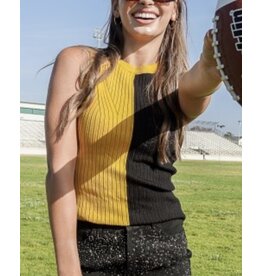 Game Day Contrast Sweater Ribbed Top