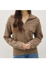 be cool Zip Up Sweater Jacket W/ Floppy Collar