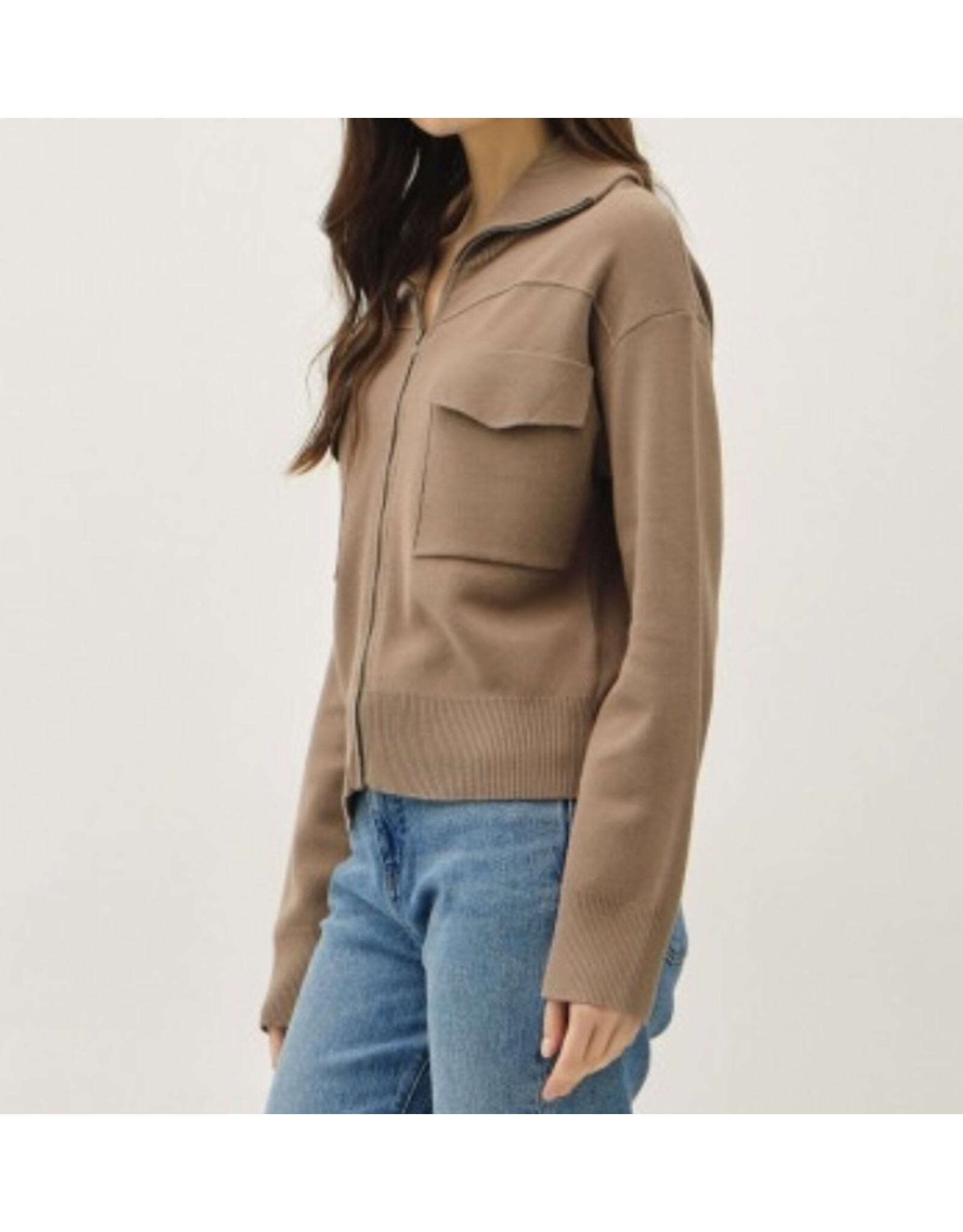 be cool Zip Up Sweater Jacket W/ Floppy Collar