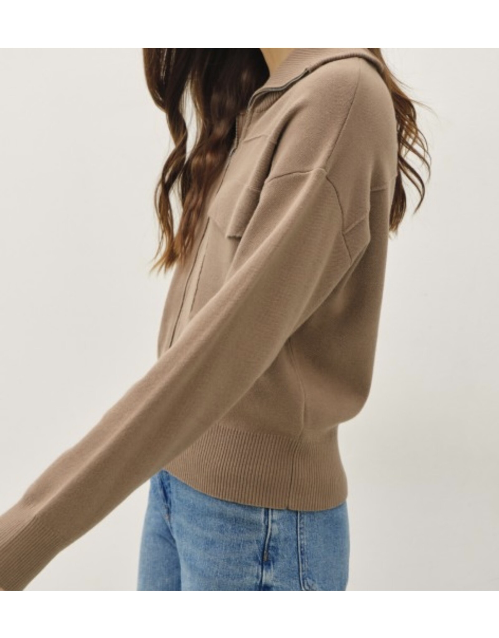 be cool Zip Up Sweater Jacket W/ Floppy Collar