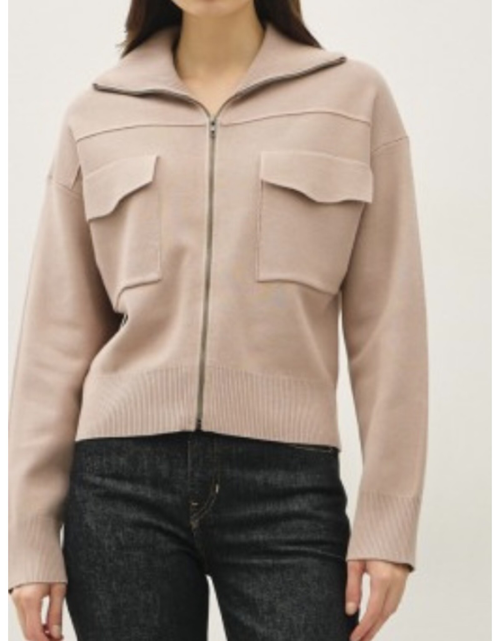 be cool Zip Up Sweater Jacket W/ Floppy Collar