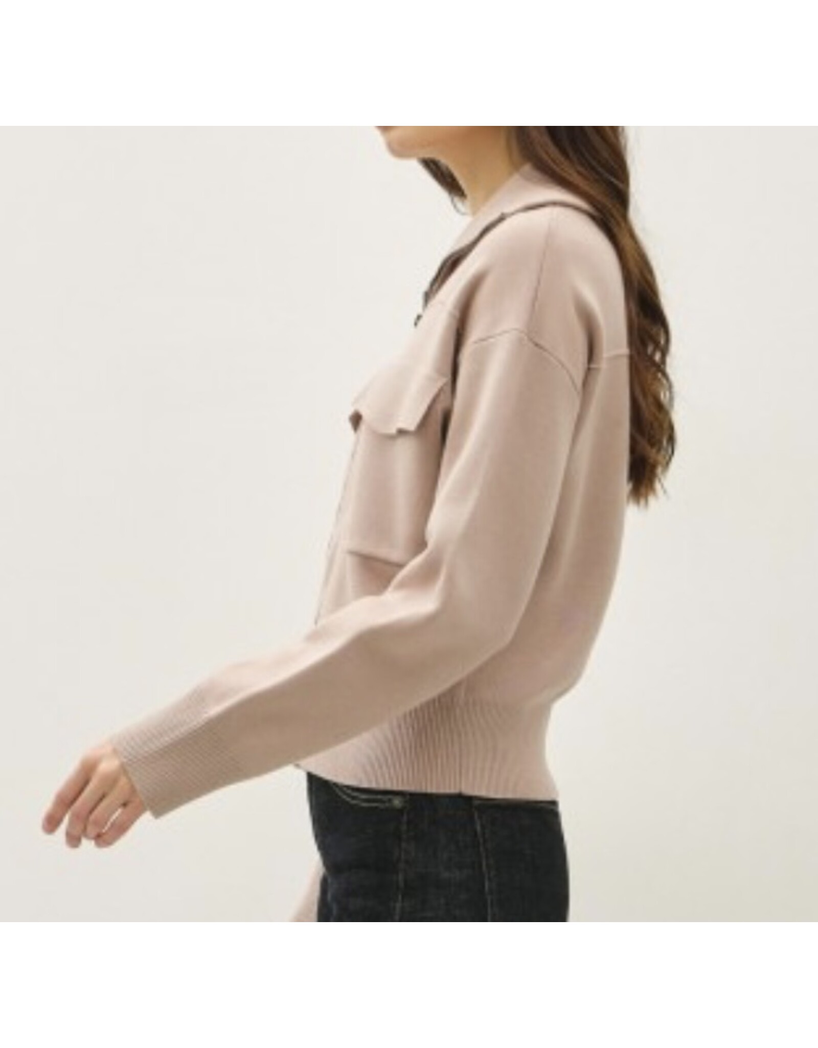 be cool Zip Up Sweater Jacket W/ Floppy Collar