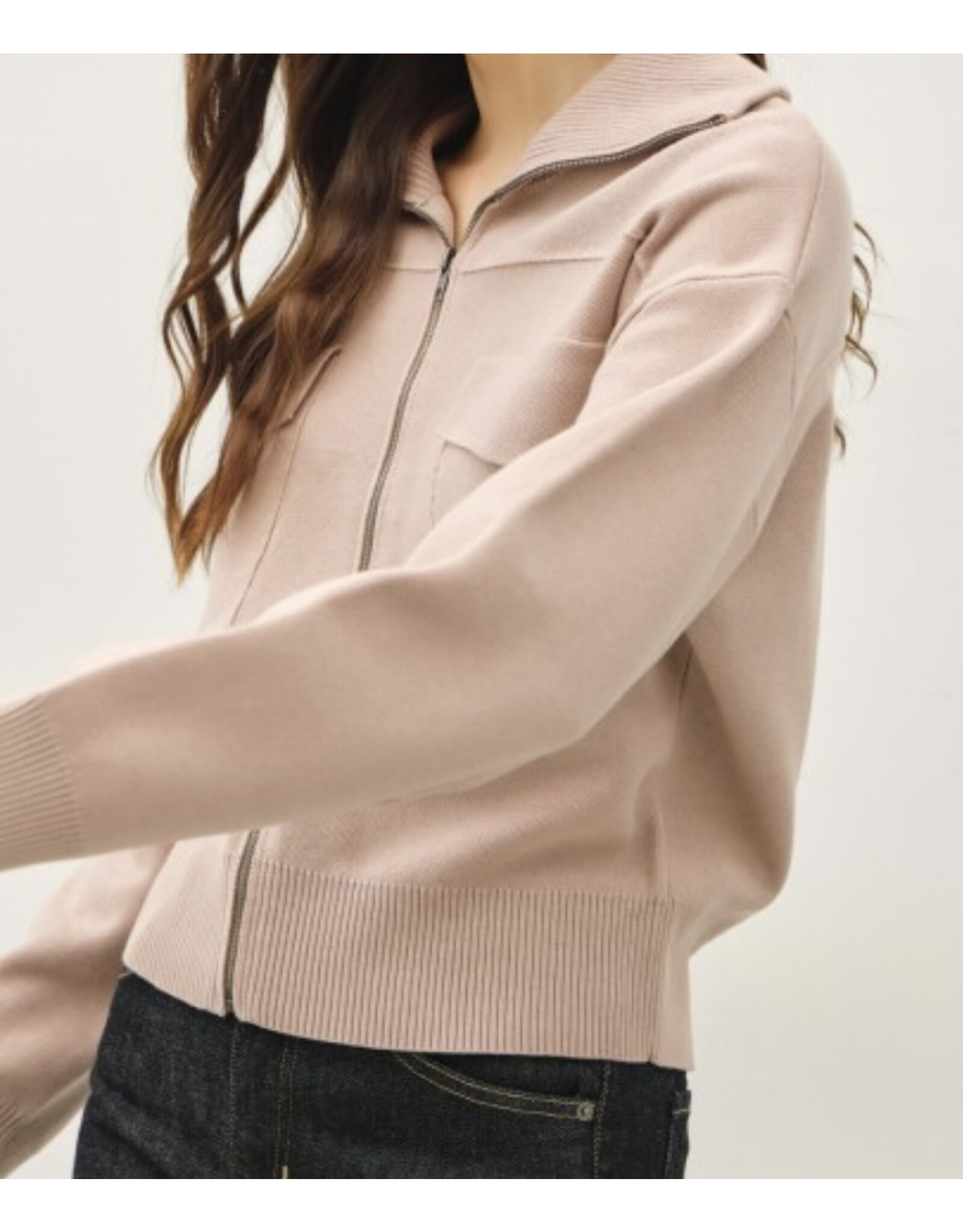 be cool Zip Up Sweater Jacket W/ Floppy Collar