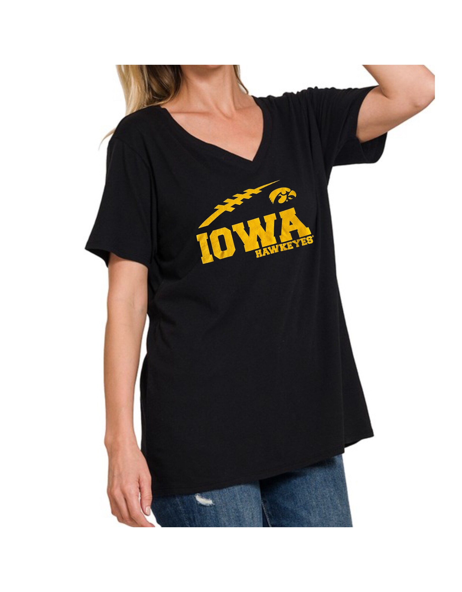 LATA Iowa Hawkeye football v-neck tee