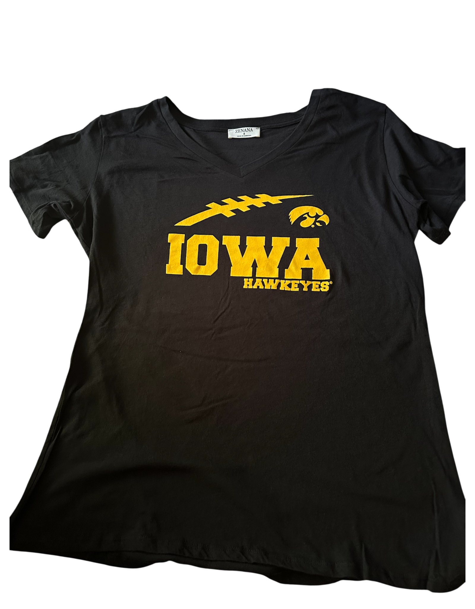 LATA Iowa Hawkeye football v-neck tee