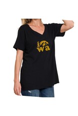 LATA Iowa Herky black v neck boyfriend tee