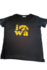LATA Iowa Herky black v neck boyfriend tee