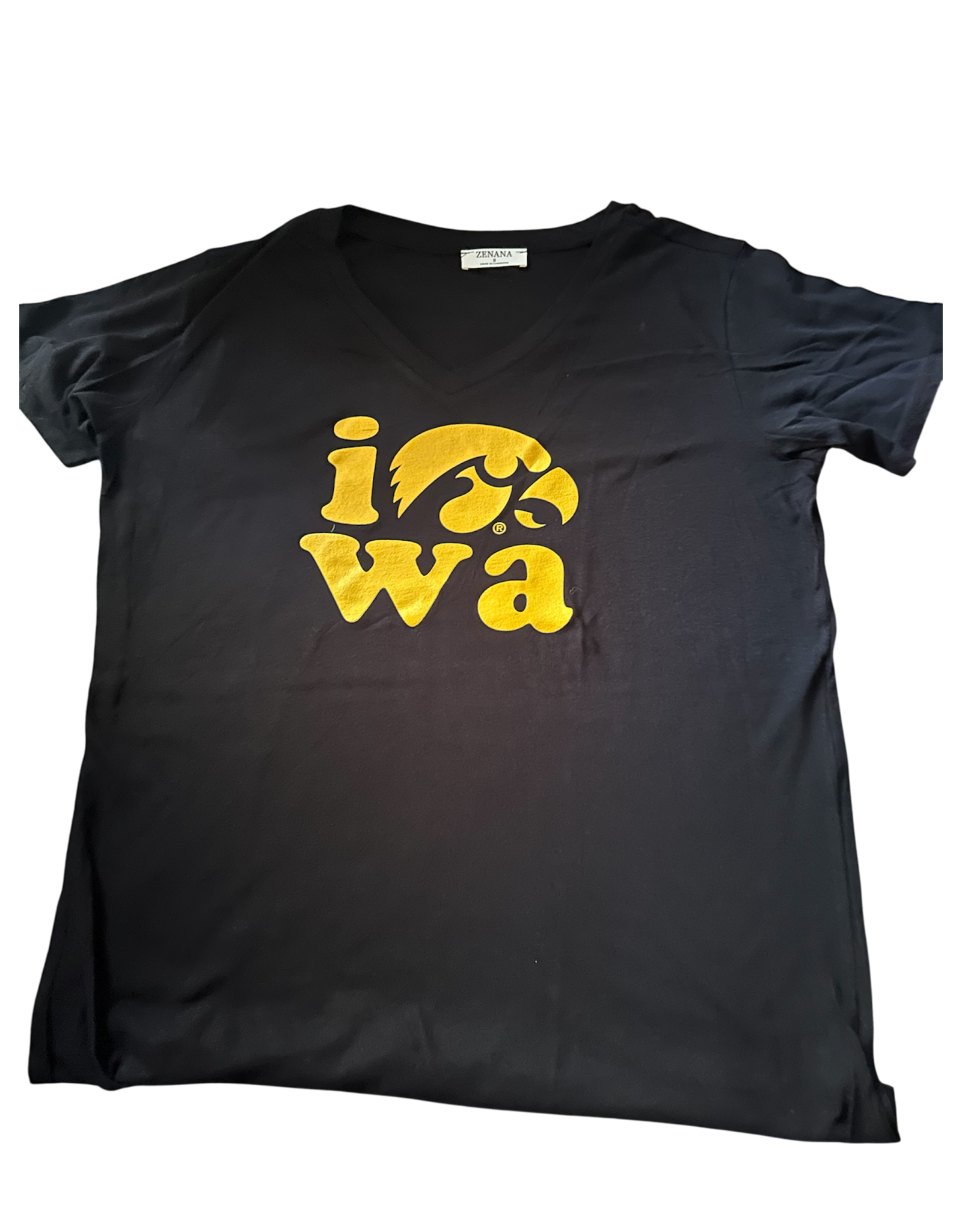 LATA Iowa Herky black v neck boyfriend tee