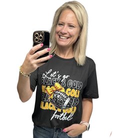 LATA Let’s Go! Black & Gold football tee