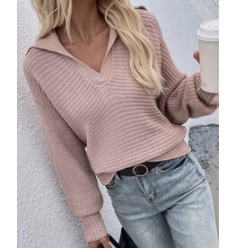 Miss sparkling Rose knit peter pan collar sweater
