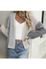Colorblock knit open cardigan