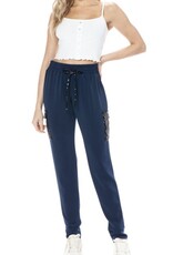 Ariella Navy Sequin Cargo Joggers