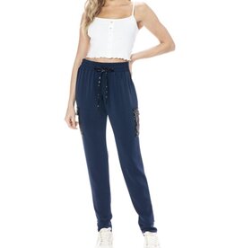 Ariella Navy Sequin Cargo Joggers
