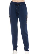 Ariella Navy Sequin Cargo Joggers