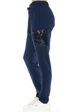 Ariella Navy Sequin Cargo Joggers