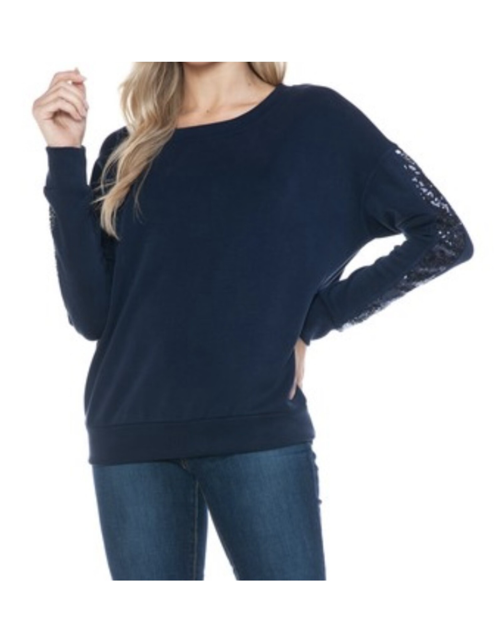 Ariella Navy Sequin Sweatshirt
