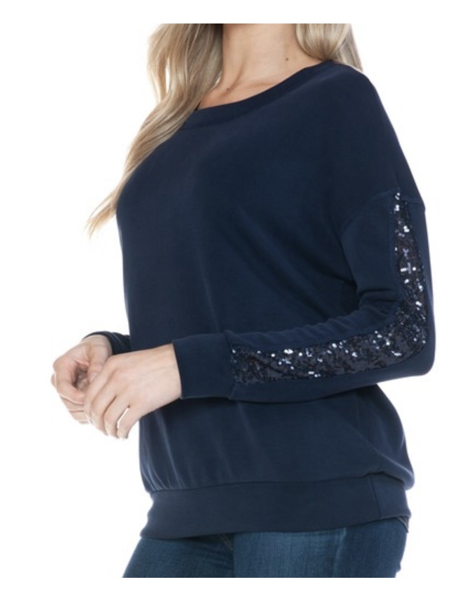Ariella Navy Sequin Sweatshirt