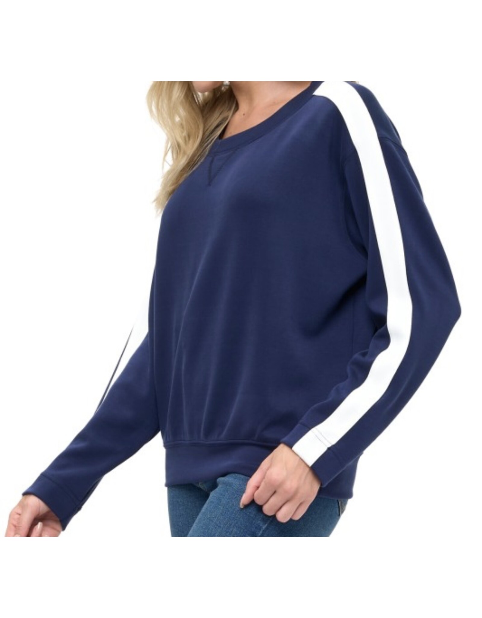 Ariella Navy & Ivory Stripe Sweatshirt