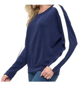 Ariella Navy & Ivory Stripe Sweatshirt